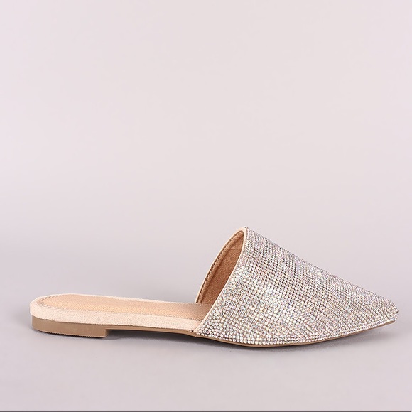 Restocked nude AB silver rhinestone flat - Picture 6 of 7